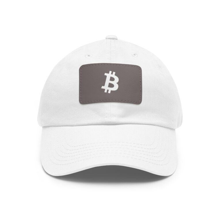 Bitcoin Dad Hat with Leather Patch (Rectangle)